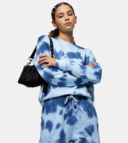 Голубой меланжевый свитшот с принтом тай-дай Topshop Tall