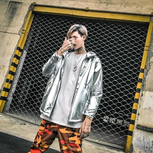 Золотая и серебряная горячая штамповка свободная версия куртка с капюшоном бар DJ куртка для сцены мужская одежда хип-хоп мужские куртки и п...