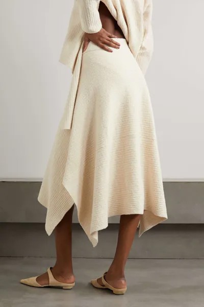 LAUREN MANOOGIAN Асимметричная юбка Pima в рубчик с драпировкой из смесового хлопка, кремовый