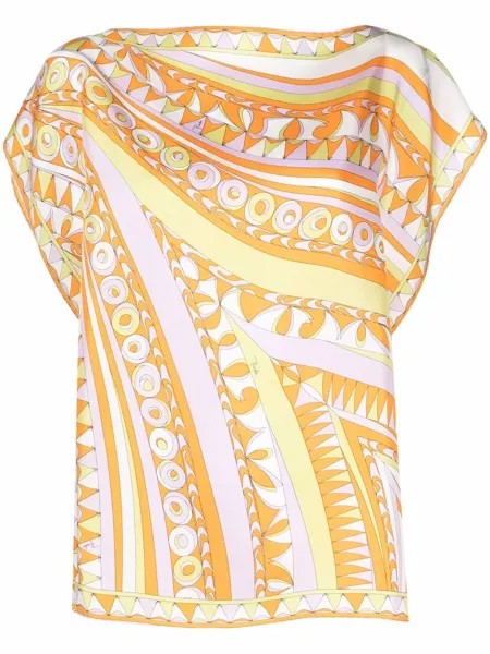 Emilio Pucci шелковая футболка с принтом Bandierine