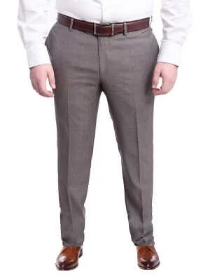 Коричневые шерстяные классические брюки узкого кроя Napoli с узором «в елочку» и плоской передней частью