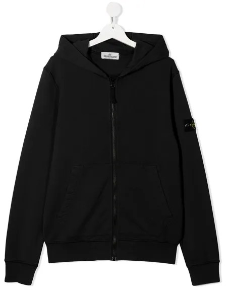 Stone Island Junior куртка с капюшоном и нашивкой-логотипом
