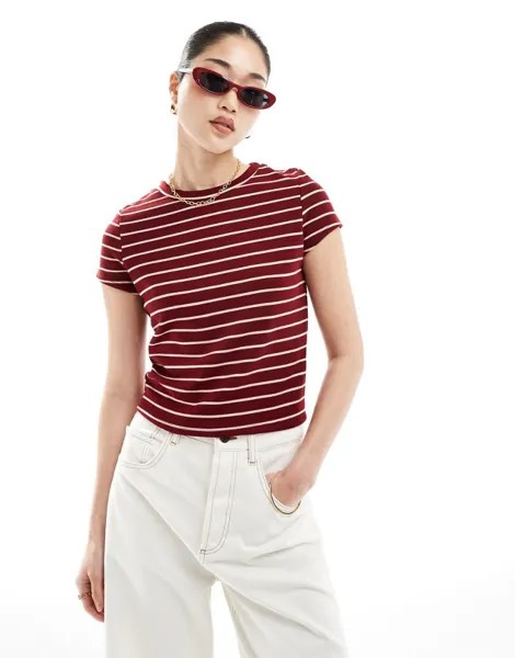 Бордовая полосатая детская футболка ASOS DESIGN