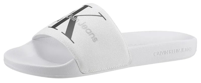Мюли Calvin Klein Jeans, летние туфли, тапочки, шлепанцы для бассейна, с привлекательным логотипом, ширина E, белый