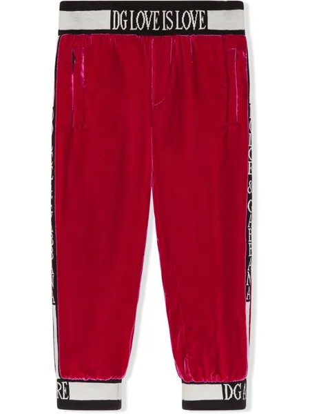 Dolce & Gabbana Kids спортивные брюки с логотипом на поясе