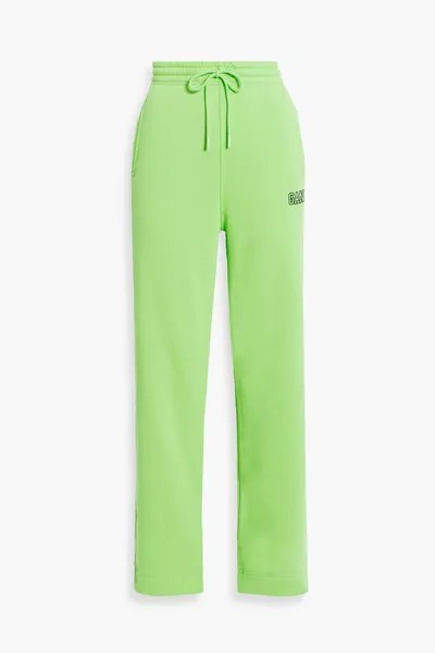 Спортивные брюки из органического хлопка и флиса с вышивкой GANNI, зеленый