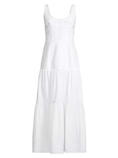 Платье макси с корсетом из хлопкового поплина City Garden Donna Karan New York, белый