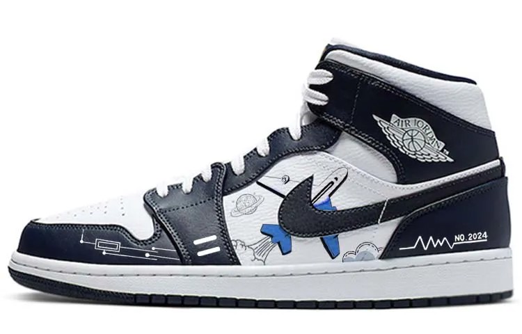 Кроссовки Air Jordan 1 Vintage Basketball Shoes Men Mid-top Black/white, черный