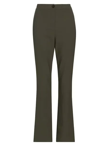Укороченные брюки-клеш Arte из смесовой шерсти Veronica Beard, цвет loden