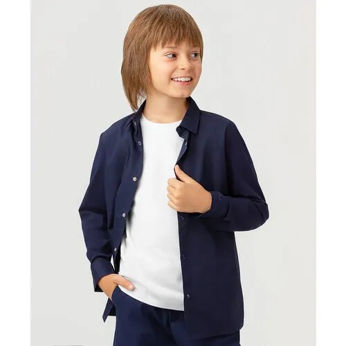 Школьная рубашка Button Blue, размер 134, синий