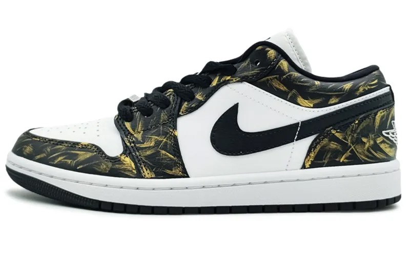 Кроссовки Air Jordan 1 Vintage Basketball Shoes Women's Low-top Black/Gold/White, золотой