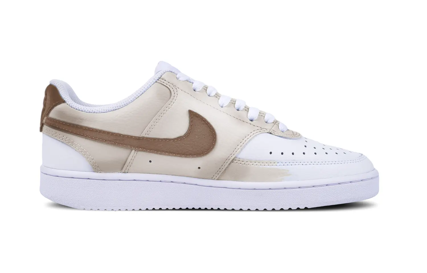 Кроссовки Nike Court Vision Skateboarding Shoes Women's Low-top White/Brown, хаки