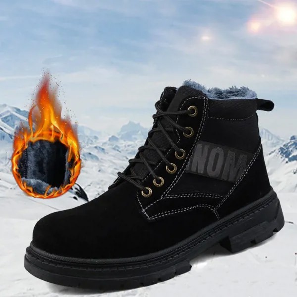Зимняя защитная обувь, мужские туфли со стальным носком, Рабочая обувь, нескользящая и износостойкая обувь из говядины, DXZ099
