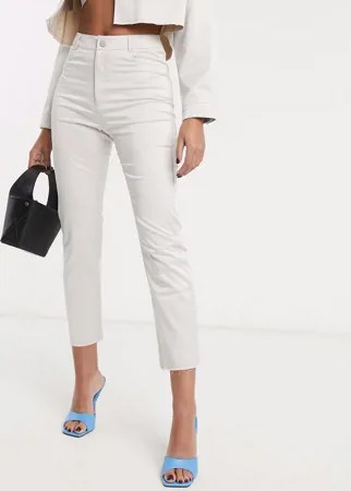 Атласные брюки-сигаретки от комплекта с необработанным низом ASOS DESIGN-Белый