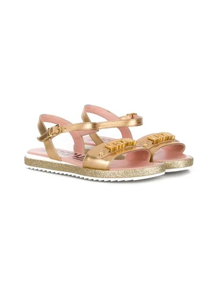 Moschino Kids сандалии с эффектом металлик и логотипом