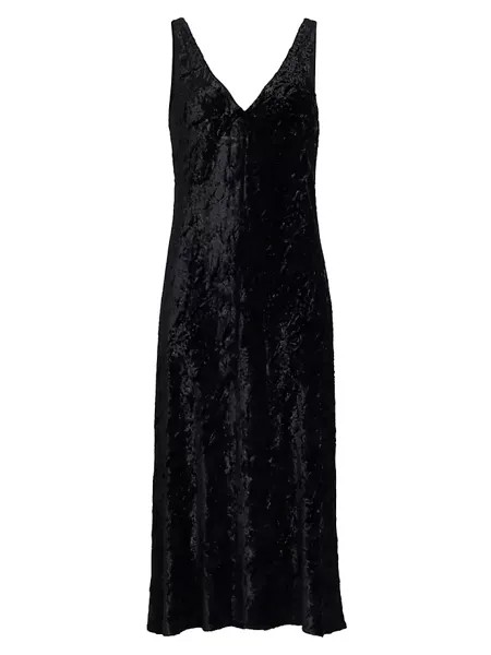 Текстурированное платье-миди-комбинация Vince, черный