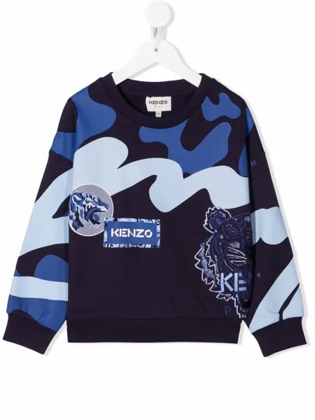 Kenzo Kids толстовка в стиле колор-блок с логотипом