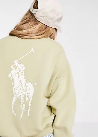 Эксклюзивный шалфейно-зеленый свитшот с крупным логотипом Polo Ralph Lauren x ASOS-Зеленый цвет