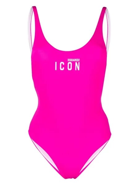 Dsquared2 купальник с открытой спиной и принтом Icon, розовый