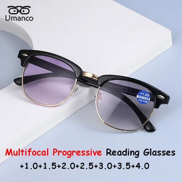 Интеллектуальные мультифокальные прогрессивные готовые очки для чтения мужчины женщины квадратный анти синий свет далеко рядом с пресбиопией очки