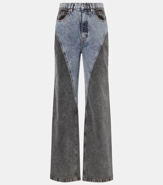 Широкие джинсы с высокой посадкой и вставками Rotate, цвет medium blue denim