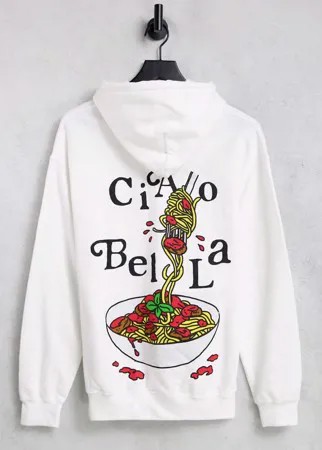 Белый худи с принтом спагетти на спине New Love Club