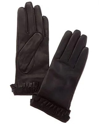 Женские кожаные перчатки Phenix с рюшами и бантом на кашемировой подкладке, черные, M