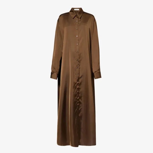 Атласное платье макси свободного кроя Avery Frankie Shop, коричневый