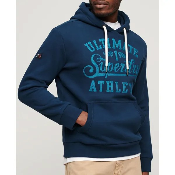 Худи Superdry Athl Script Embroidered Graphic, синий