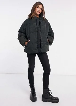 Выбеленный черный пуховик ASOS DESIGN-Черный цвет