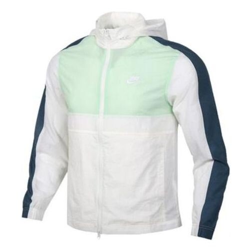 Куртка Nike Sportswear Woven Logo Stowaway Hood Jacket 'Green White', белый
