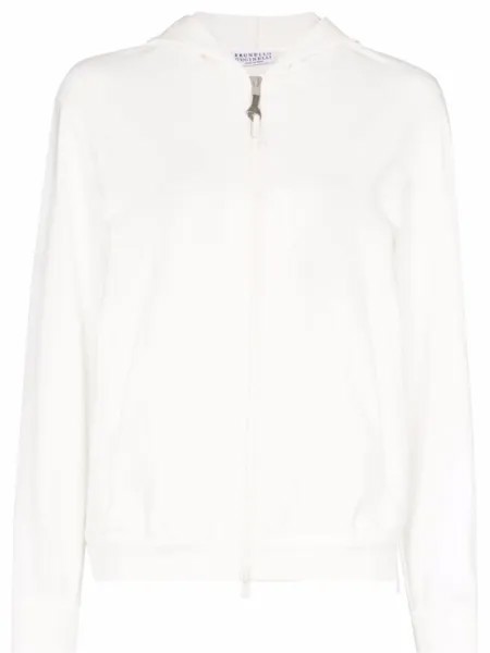 Brunello Cucinelli худи на молнии, белый
