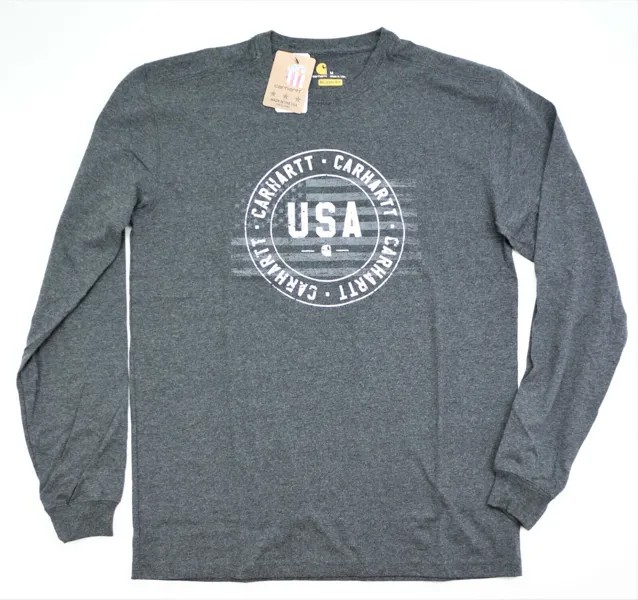 Новая мужская футболка с длинным рукавом Carhartt Lubbock Made in USA Carbon Heather SML