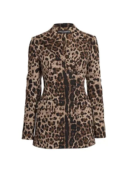 Двубортный пиджак с леопардовым принтом Dolce&Gabbana, леопард