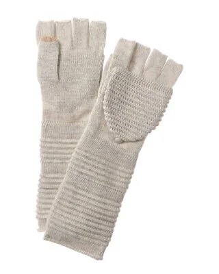 Qi Cashmere Текстурированные длинные кашемировые перчатки с поп-топом, женские серебристые Xs/S