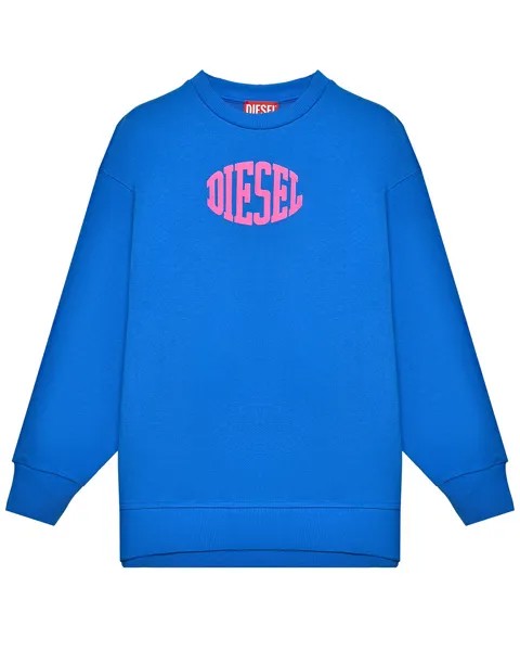 Свитшот с розовым лого, синий Diesel