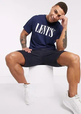 Темно-синяя свободная футболка с логотипом Levi's-Синий