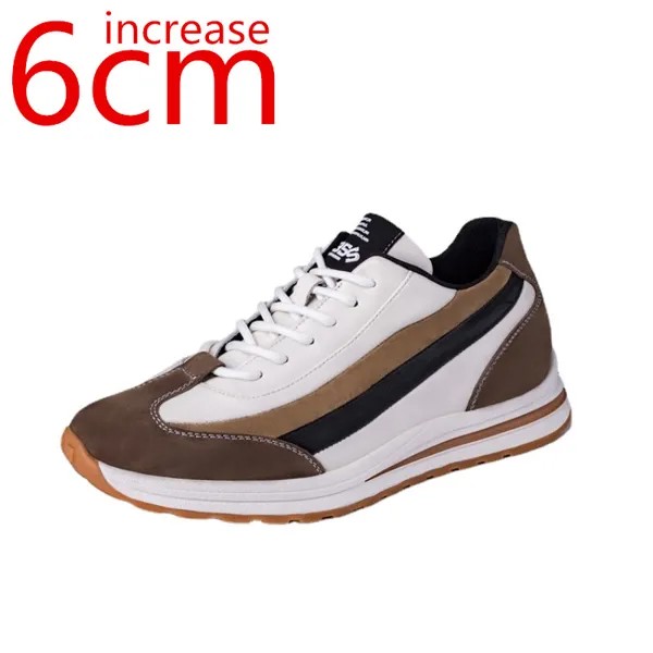 Мужские кроссовки с увеличивающим рост, повседневная спортивная обувь 6 см, корейские кроссовки, кожаные, для отдыха, на весну