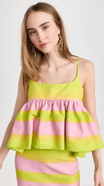 Топ Brandon Maxwell Ruffle Peplum Cropped, сиреневый