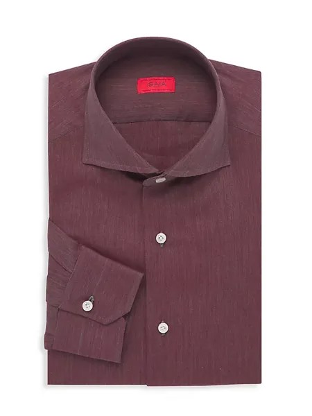 Фланелевая классическая рубашка обычного кроя Isaia, темно-бордовый