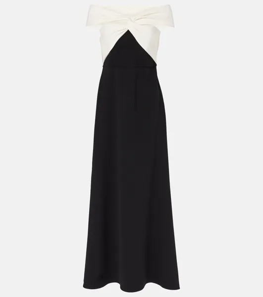 Платье макси из кади с открытыми плечами Roland Mouret, белый