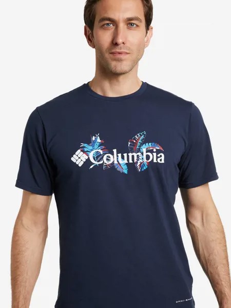 Футболка мужская Columbia Sun Trek Short Sleeve Graphic Tee, Синий