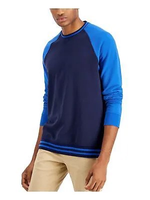CLUBROOM Мужской синий цветной блок с круглым вырезом стрейч пуловер свитер S