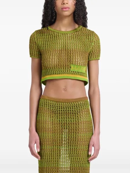Marni укороченный топ в технике кроше, зеленый