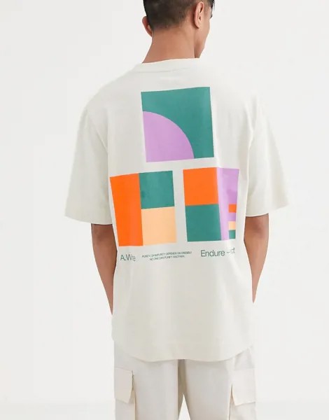 Свободная футболка с фотопринтом ASOS WHITE-Бежевый