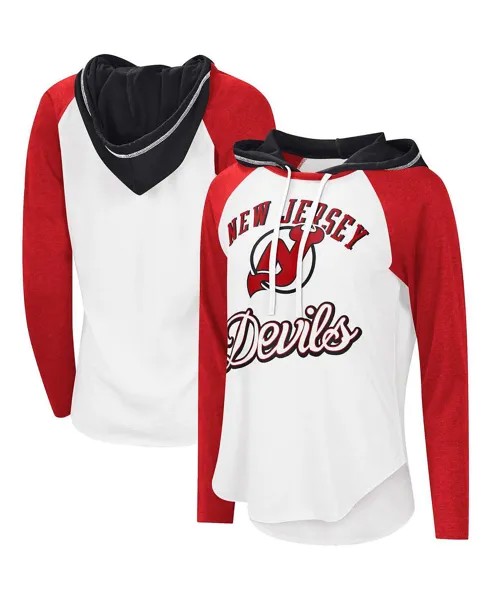 Женская футболка G-III Sports by Carl Banks Бело-красная футболка с капюшоном New Jersey Devils MVP Raglan Starter