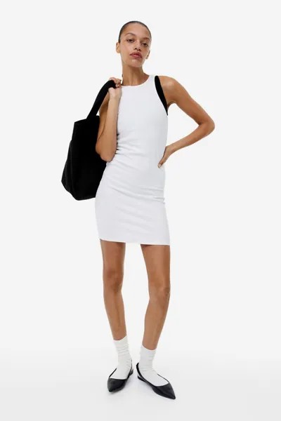 Платье из джерси в рубчик H&M, белый