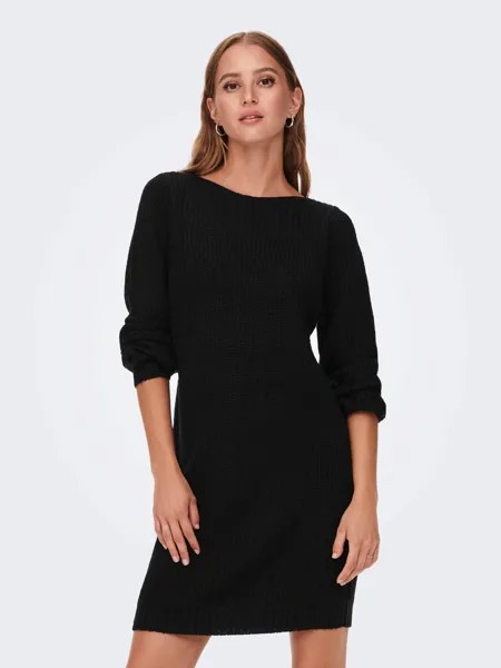 Платье JACQUELINE de YONG Langarm Strick JDYWHITNEY MEGAN Boat Dress Pullover, черный