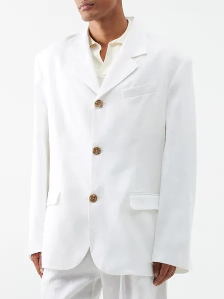 Однобортный льняной пиджак Albus Lumen, белый