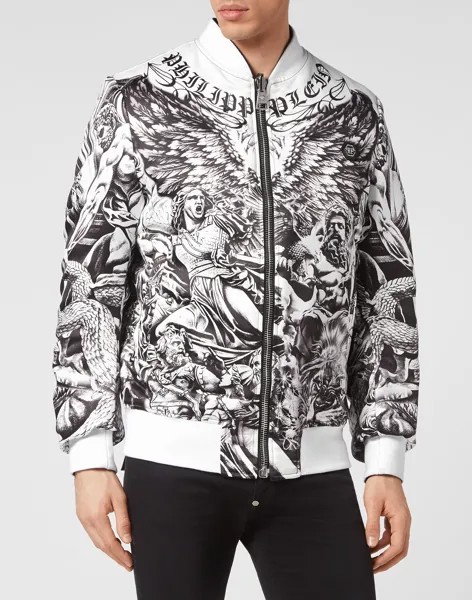 Тату шелковый бомбер Philipp Plein, белый